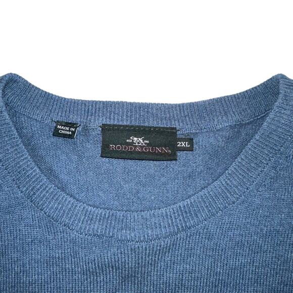 NWOT Rodd & Gunn Queenstown Wool Cashmere Crew Neck Blue Sweater 2XL - Picture 5 of 8